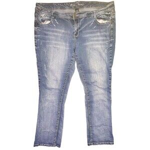 Ariya Jeans Women’s Size 22 Blue Medium Wash Bootcut Denim Embroidered Pockets